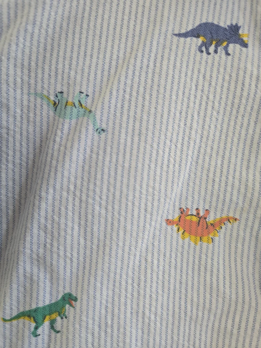 Carter's Light Blue Pinstripe Button-Down with Colorful Dinosaurs